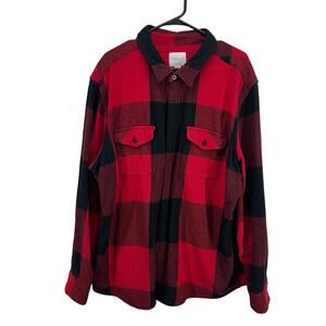American Eagle red plaid cotton flannel button shirt XXXL fall‎ layers casual